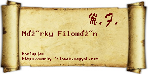 Márky Filomén névjegykártya